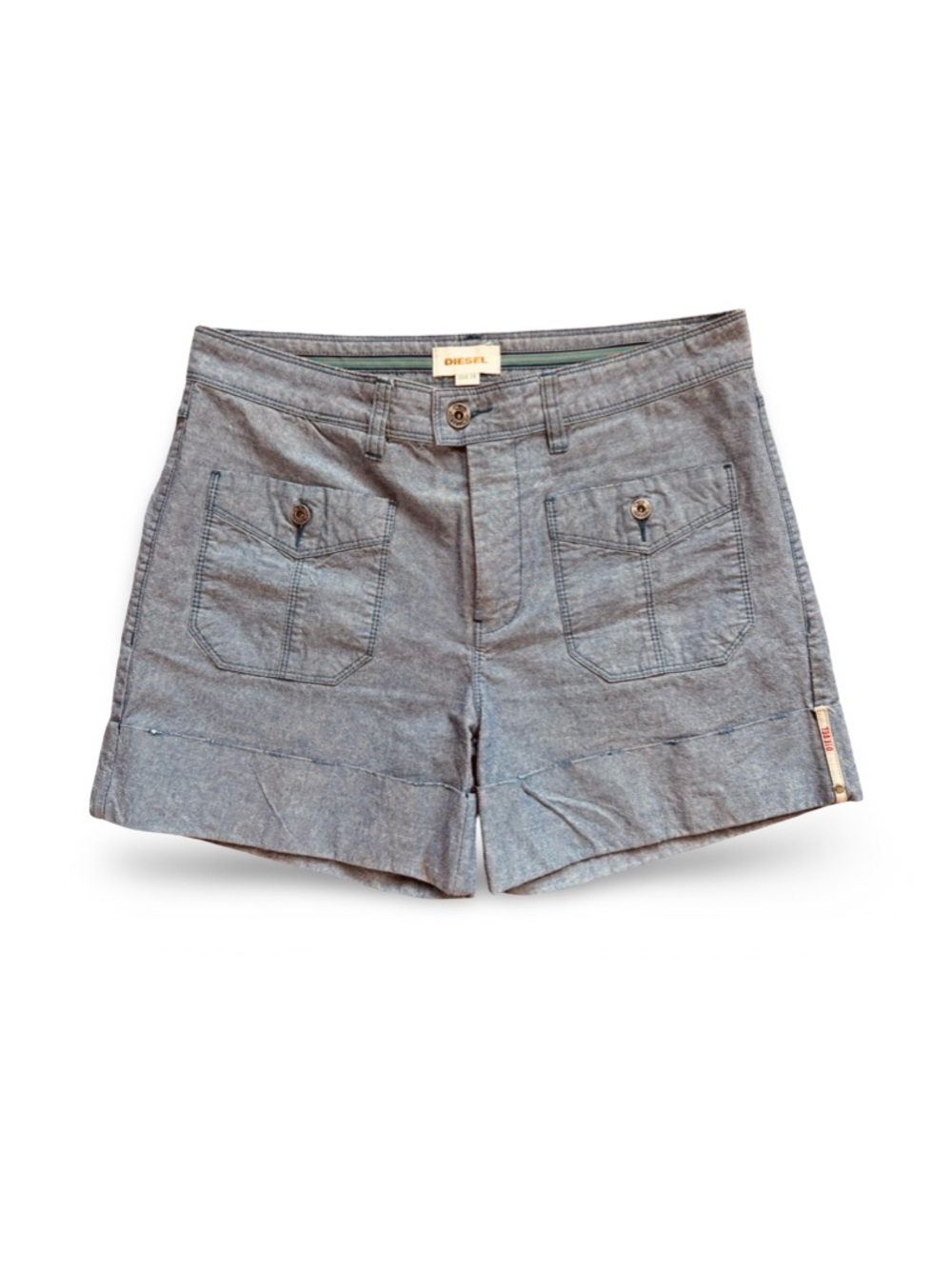 Diesel Women's Gray Chambray Pocket Jean Shorts